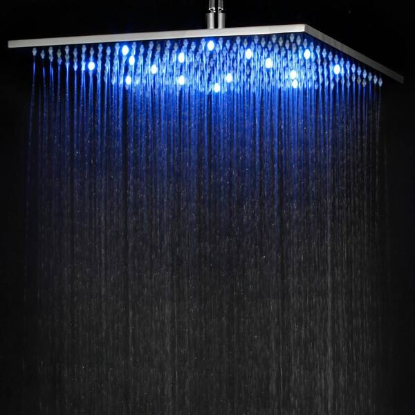 Details about   16inch LED Shower Head Wall/Ceiling Mount Rain Square Top Sprayer Brushed Nickel 