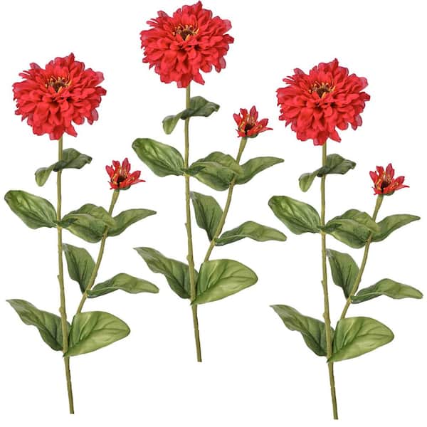 Regency International 30 in. Red Artificial Zinnia Flower Bud