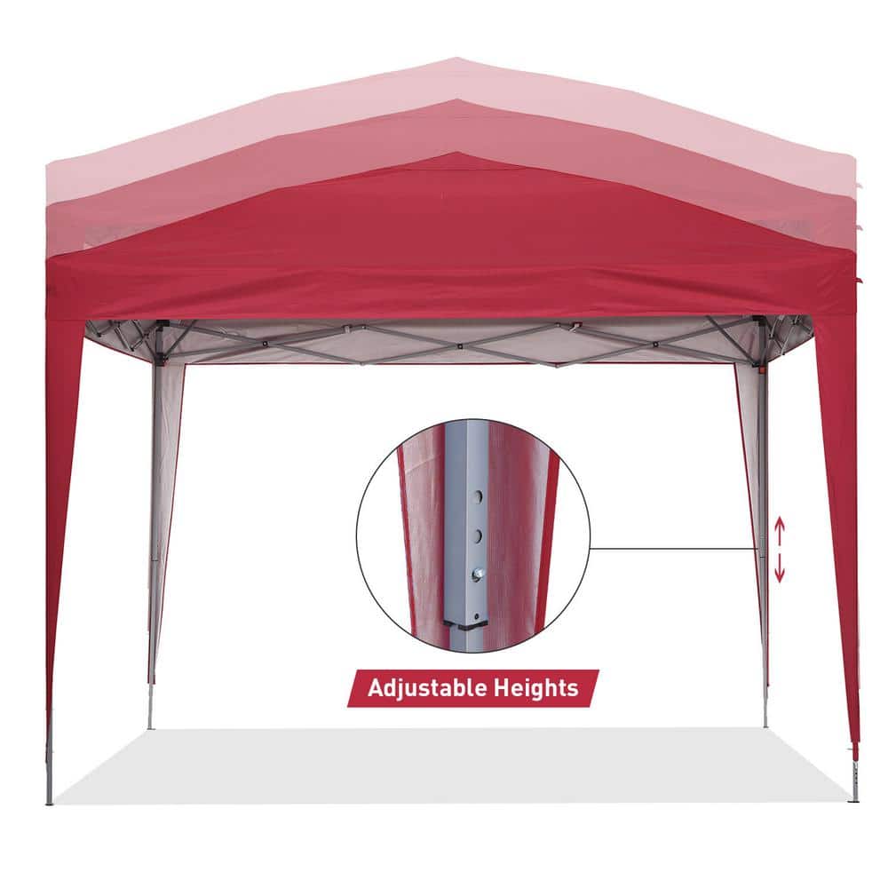 10' x 10' Red Steel Frame Pop-Up Canopy Tent