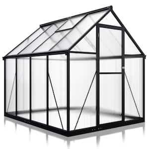 6 ft. W x 7 ft. D Greenhouse for Outdoors, Polycarbonate Greenhouse with Quick Setup Structure and Roof Vent, Black