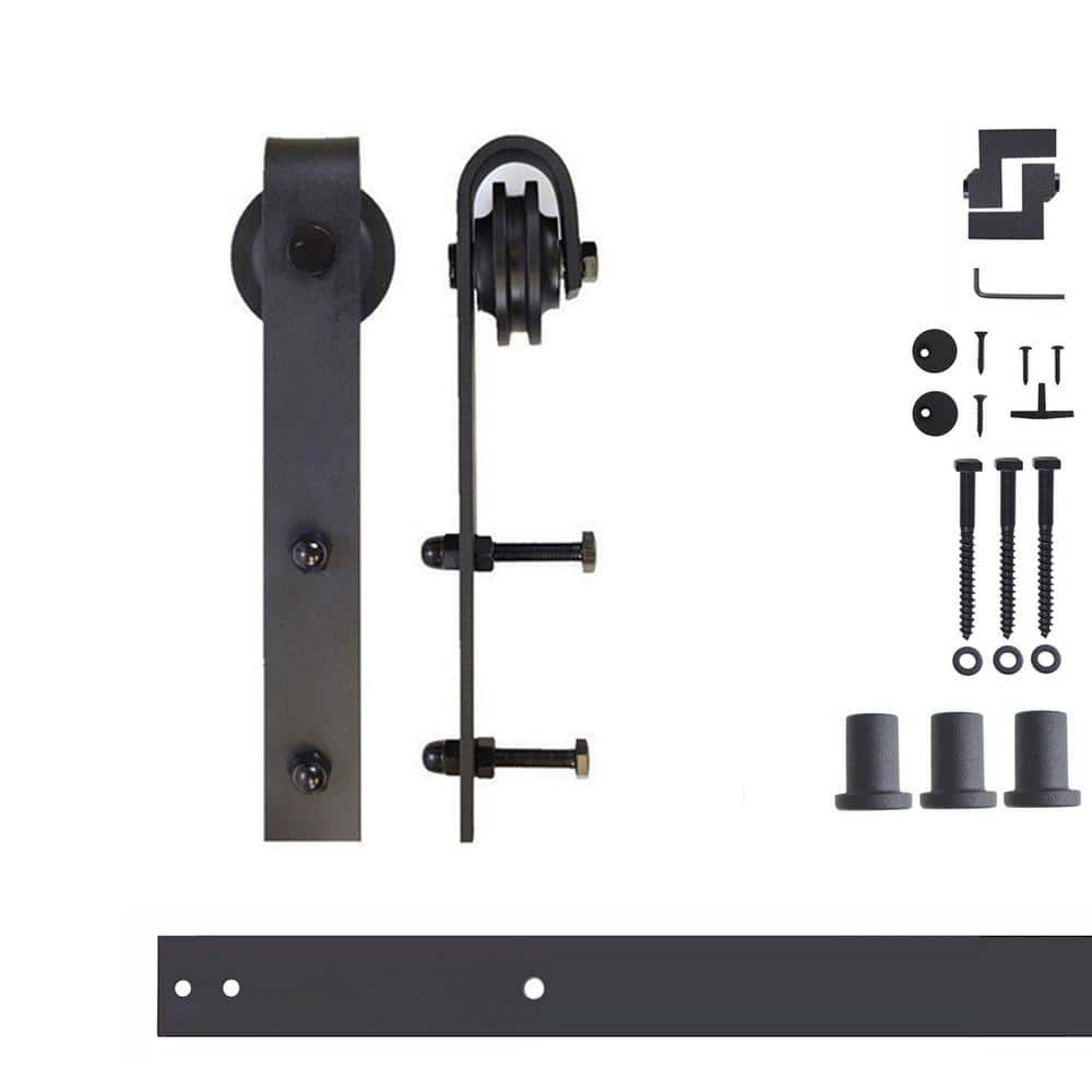 HOMACER 4 ft./48 in. Black Rustic NonBypass Sliding Barn Door Track