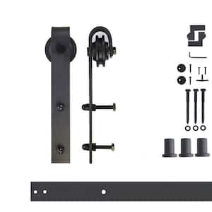 4.5 ft./54 in. Black Rustic Non-Bypass Sliding Barn Door Track and Hardware Kit for Single Door