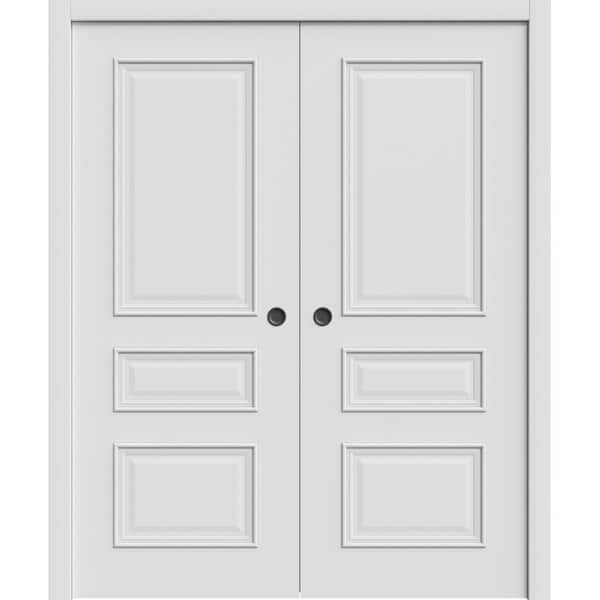 Assembly Required 7833 56 in. x 84 in. Reversible White Enamel Color Solid Core Wood Sliding Door Kit with Separate Jamb