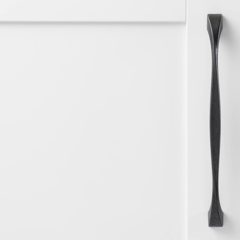 Black Iron Twist Kitchen Cabinet Bar Handles with Mounting Hardware