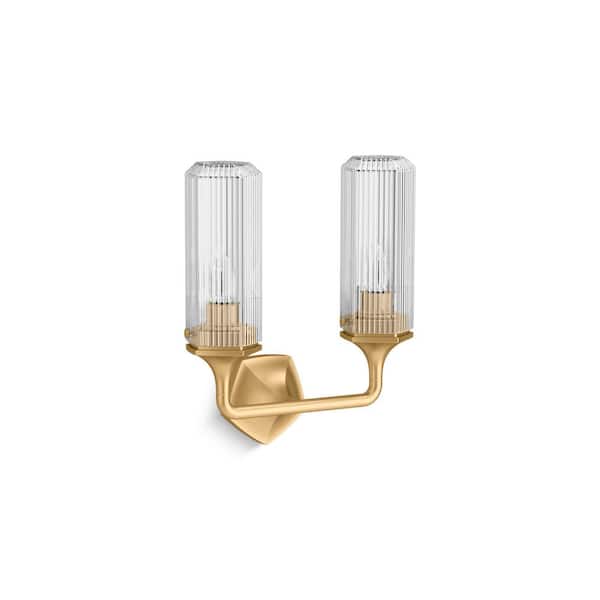 Occasion 2-Light Brushed Moderne Brass Wall Sconce