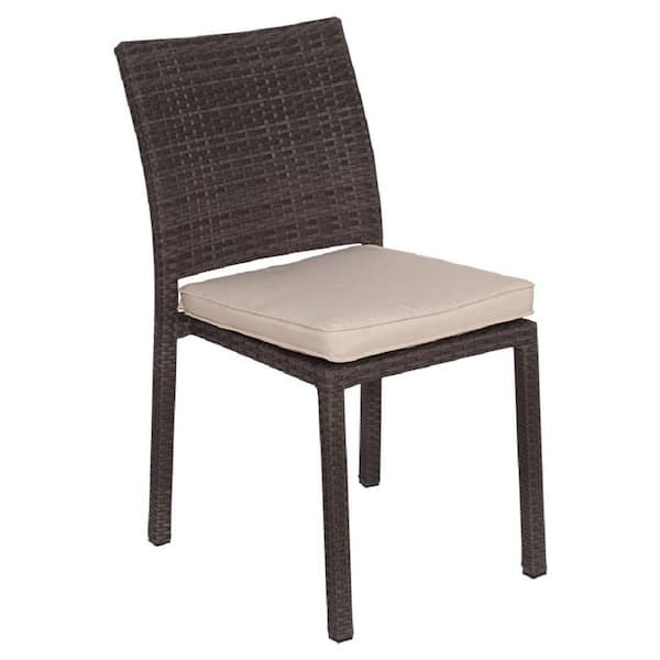 Atlantic Contemporary Lifestyle Liberty Grey Patio Dining Chair with Off-White Cushion (4-Pack)