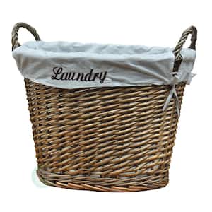 17.5 in. W x 14.3 in. D x 13 in. H Wicker Laundry Basket with White Liner