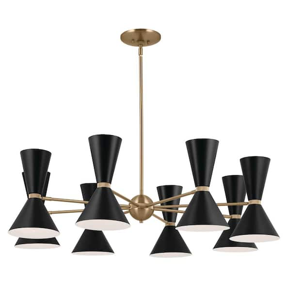 KICHLER Phix 48.75 in. 16-Light Champagne Bronze and Black Mid-Century ...