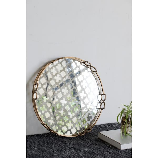 A & B Home Valentina Decorative Vintage Gold Medium Tray