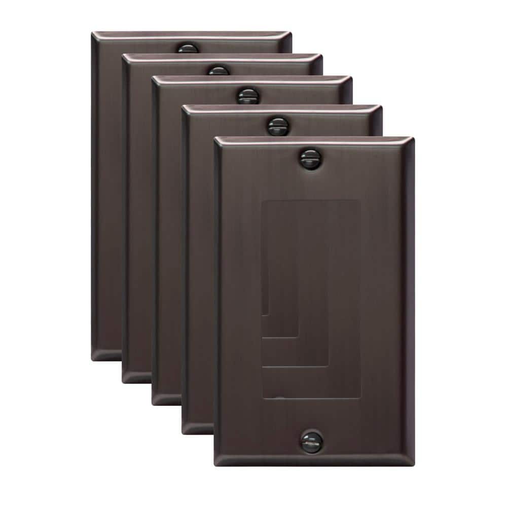 1-Gang Brushed Black Decorator/Rocker Outlet Metal Wall Plate (5-Pack) price history on PriceWatchPro