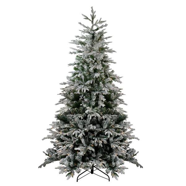 Northlight 7 5 Ft Pre Lit Flocked Winfield Fir Artificial Christmas Tree With Clear Lights 33663427 The Home Depot