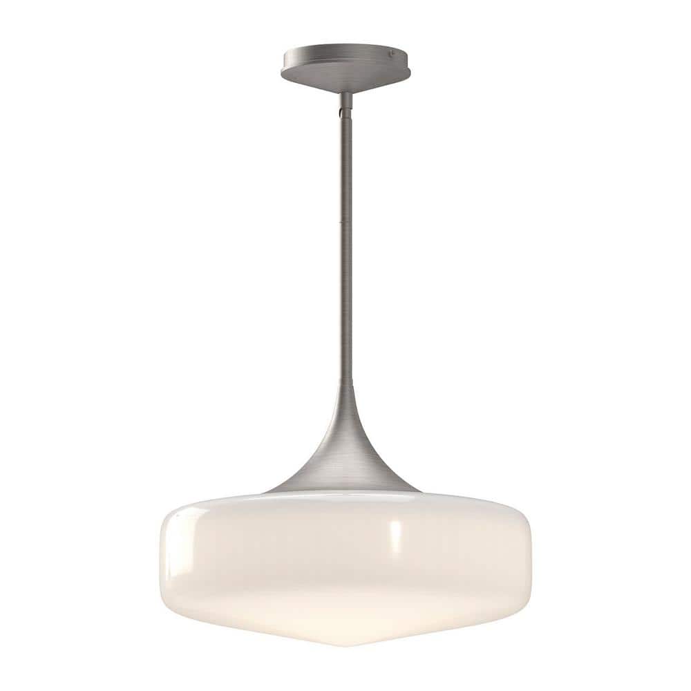 Lincoln Brushed Nickel 14" Drum Pendant Light with Glass Shade