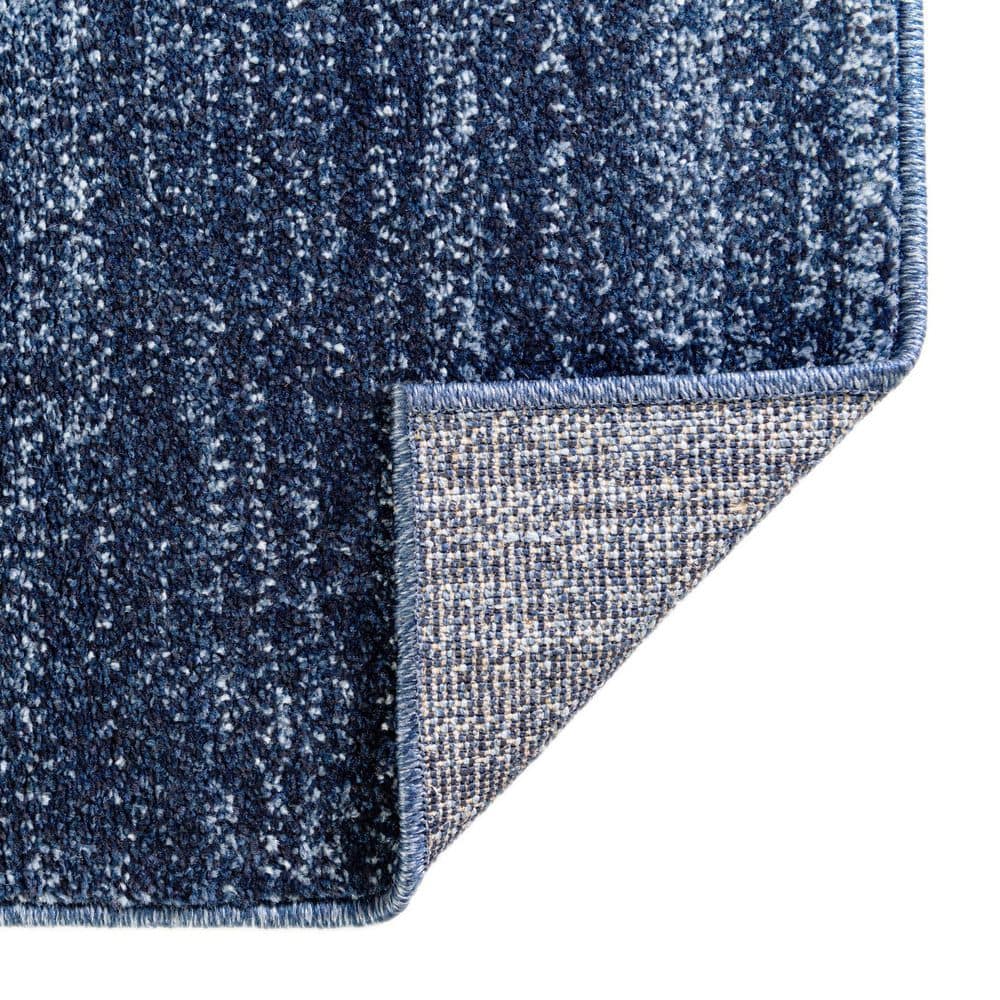 Navy Blue Rectangular Tufted Stain-Resistant Rug