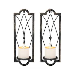 Wall Candle Sconces Metal Wall Decorations Rustic Home Decor, (Set of 2)