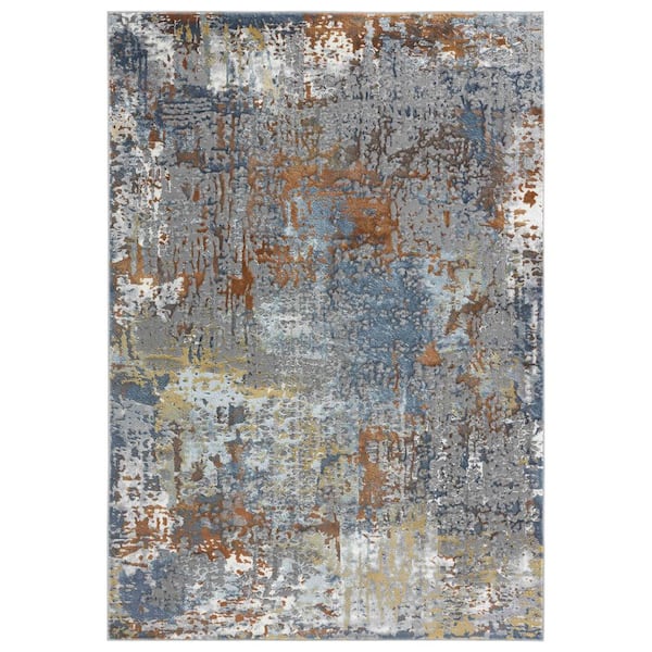 Home Dynamix Skyler Maurice Rust/Blue 5 ft. x 7 ft. Abstract Area Rug