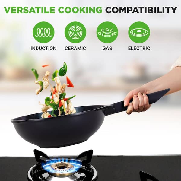 Nutrichef 5-Piece Stovetop Frying Pan Cooking Set - High-Quality