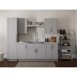 Home Laundry Room 84 in. H x 99 in. W x 25.5 in. D Cabinet Set in Gray (11-Piece)
