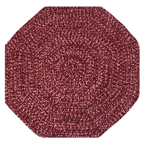 Better Trends Chenille Tweed Braid Collection Burgundy & Mauve 48" Octaganol 100% Polyester Reversible Indoor Area Rug