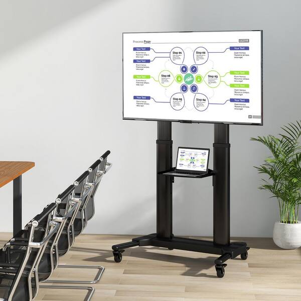 Gymax Black Rolling TV Stand Fits TVs up to 32-85 in. Flat/Curved LED/LCD/OLED/4K 132 LBS