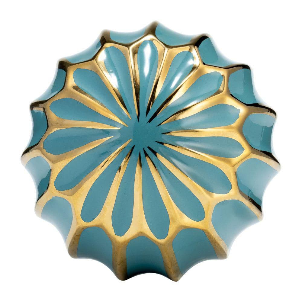 Set of 3 Turquoise and Gold Ceramic Decorative Orbs