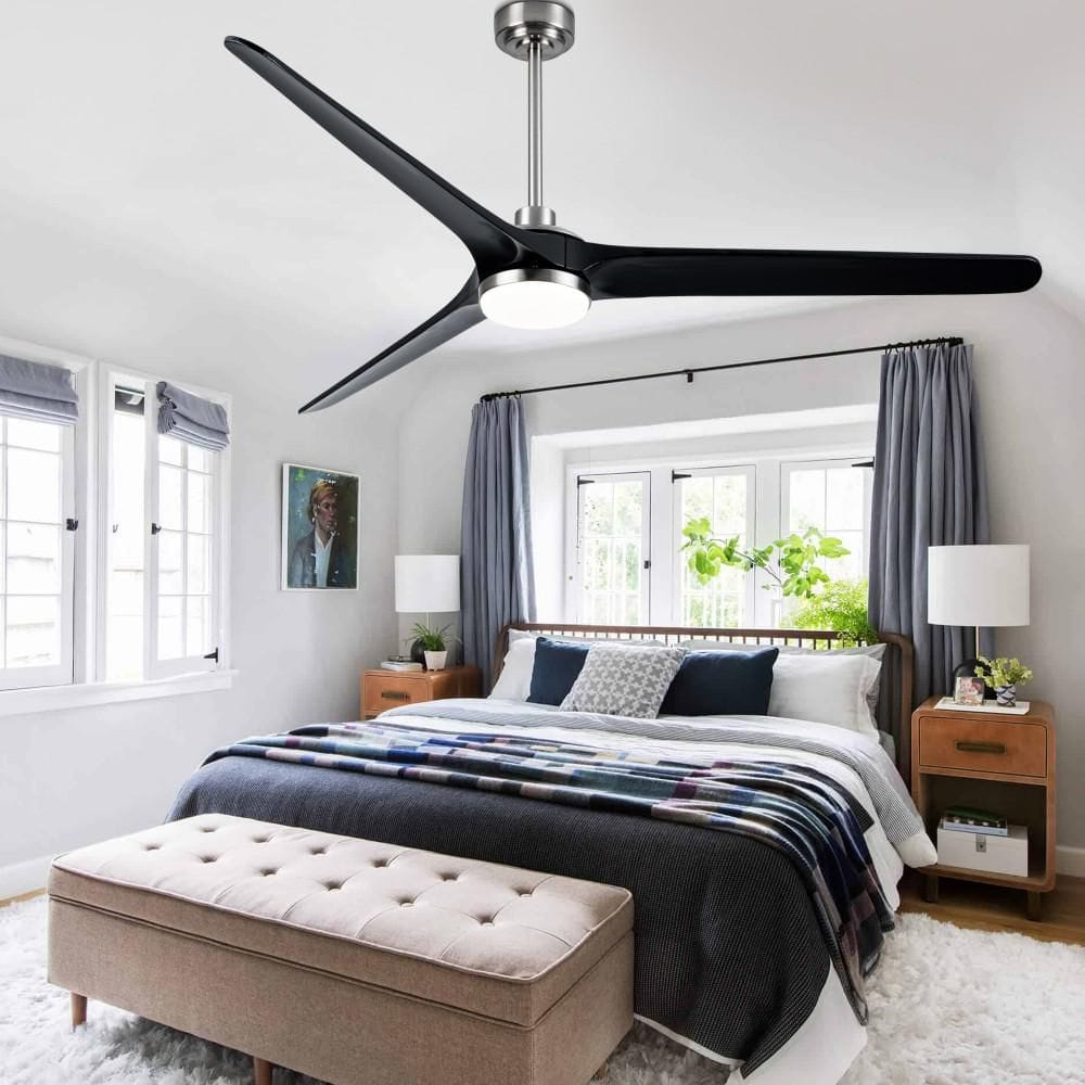 Caroli 72 in. Scandi Minimalist Black Indoor Ceiling Fan with LED Light, Standard Downrod 6-Speed Ceiling Fan W/Remote price history on PriceWatchPro