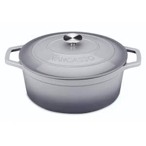 6 qt. Oval Cast Iron Nonstick Dutch Oven in Gray with Lid