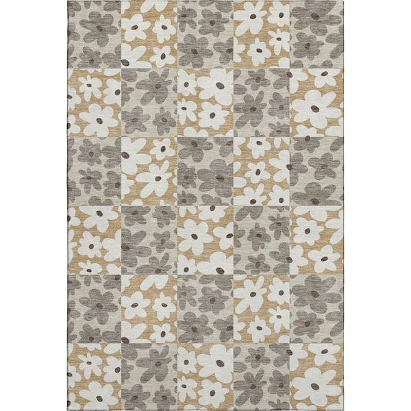 Mayfield Premium Machine Washable Abstract AMF2476 Beige 10 ft. x 14 ft. Area Rug