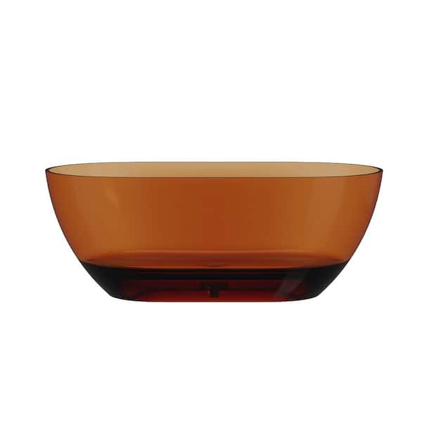 VANITYFUS 59 in. x 29.5 in. Oval Stone Resin Surface Flatbottom Freestanding Soaking Bathtub in Transparent Coffee