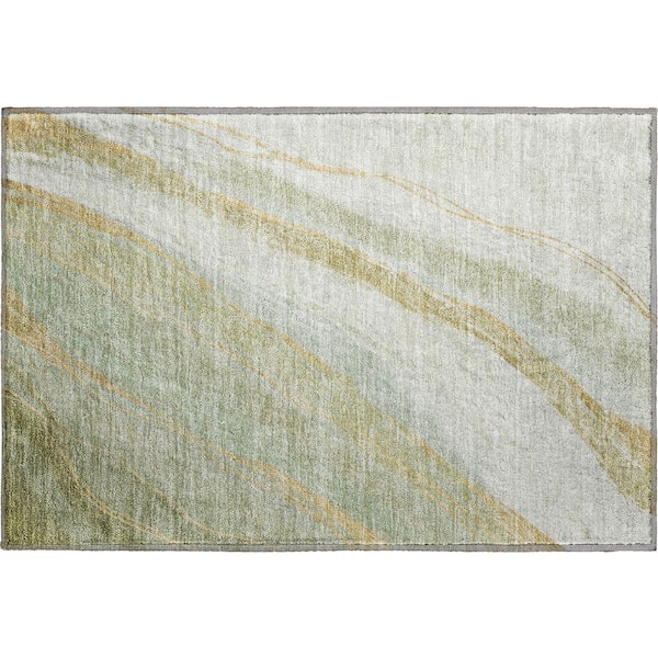 Mayfield Premium Machine Washable Abstract AMF2036 Sage 2 ft. x 3 ft. Accent Rug