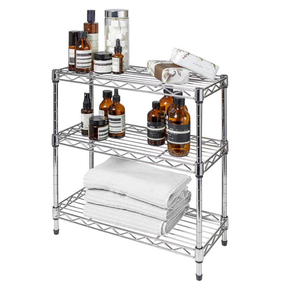 3 Tier Copper Wire and Burnt Wood Countertop Spice Bottle Rack