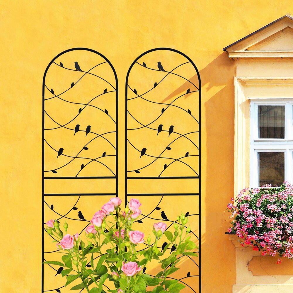 2 Pack-L19. 7 ''x H 7 1''. Outdoor Black Metal Garden Trellis. Great Metal Garden Trellis for Climbing Plants