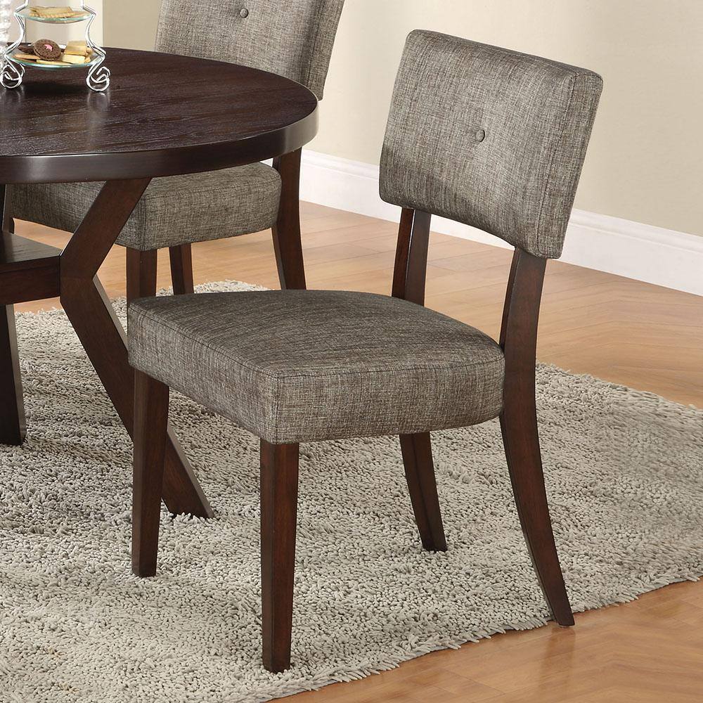 Gray Microfiber Upholstered Side Chair with Wood Legs