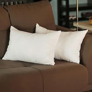 Honey Decorative Throw Pillow Cover Solid Color 12 in. x 20 in. White Lumbar Pillowcase Set of 2