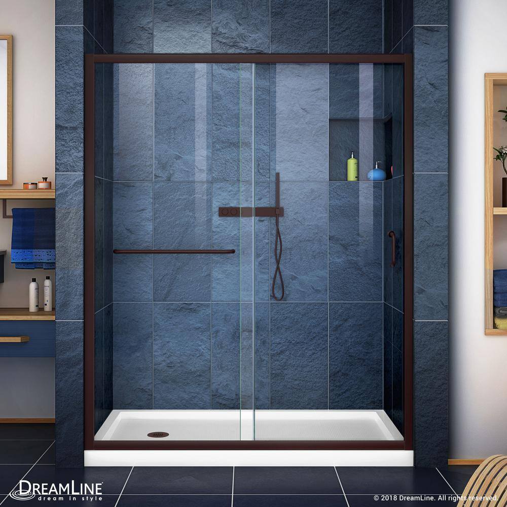 Infinity-Z Oil Rubbed Bronze and Clear Glass Sliding Shower Kit