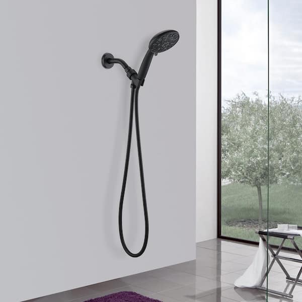7-Spray Shower Faucet Wall Mount Handheld Shower Head 1.8 GPM with High Pressure in Matte Black