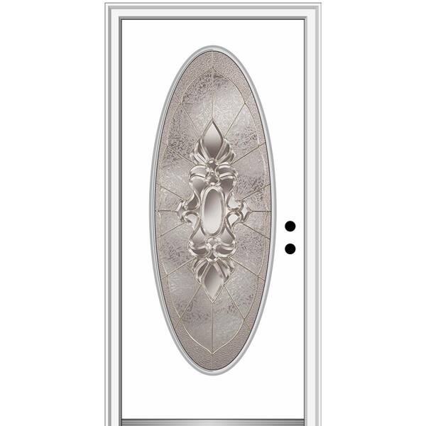 MMI Door 36 in. x 80 in. Heirlooms Left-Hand Inswing Oval Lite Decorative Painted Fiberglass Smooth Prehung Front Door