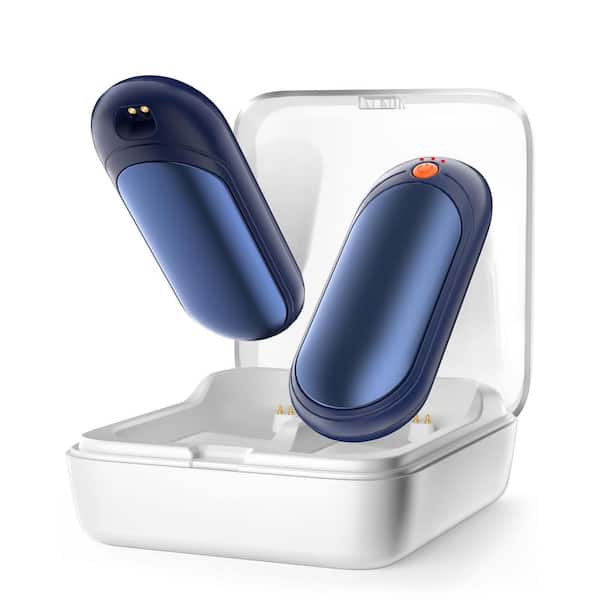 Ahfiwaso 14000 mAh Portable Hand Warmers Rechargeable with AI Charging Case-2 Pack, Navy Blue