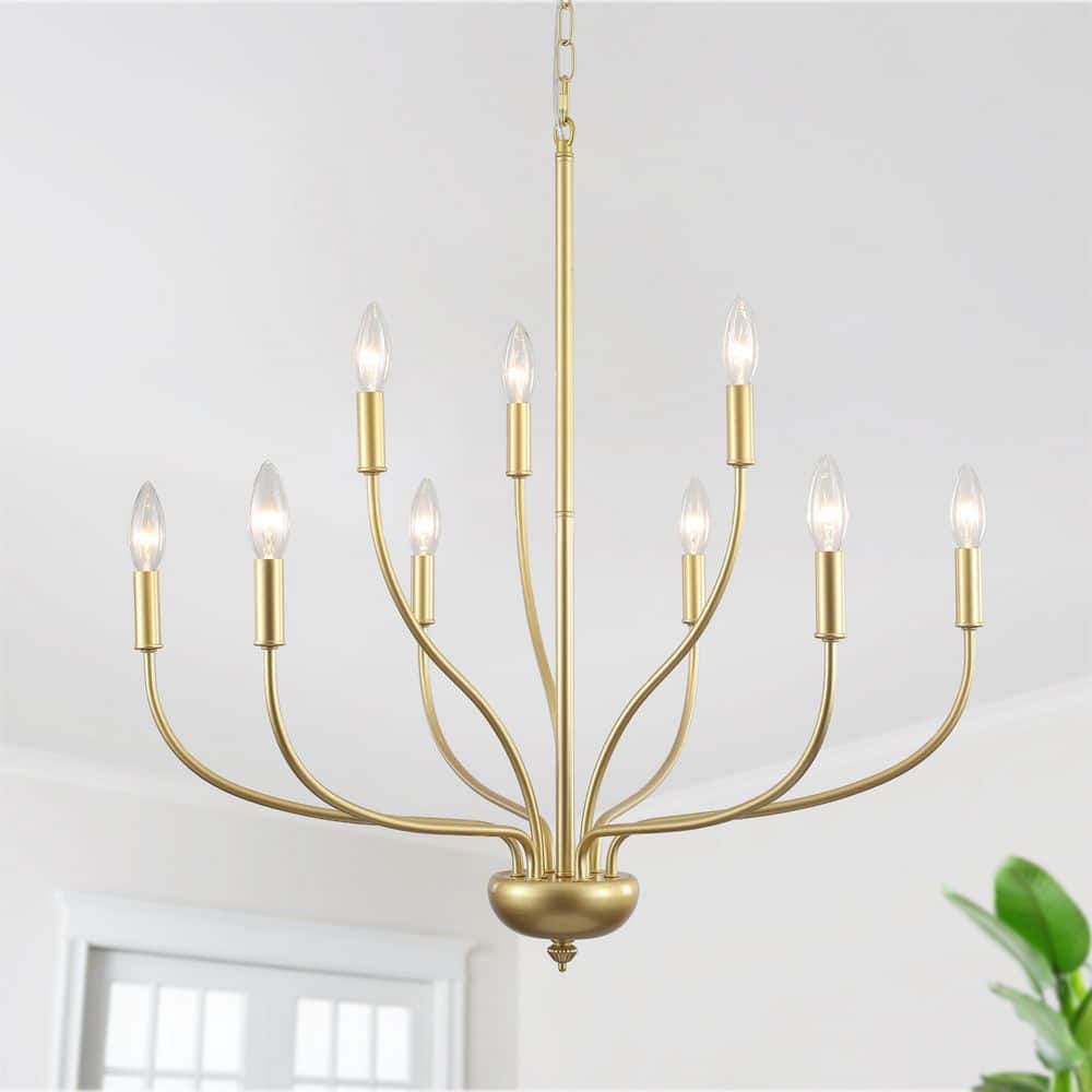 9-Light Gold Classic 2-Tier Candlestick Linear Chandelier Lighting Fixture for Kitchen Island price history on PriceWatchPro