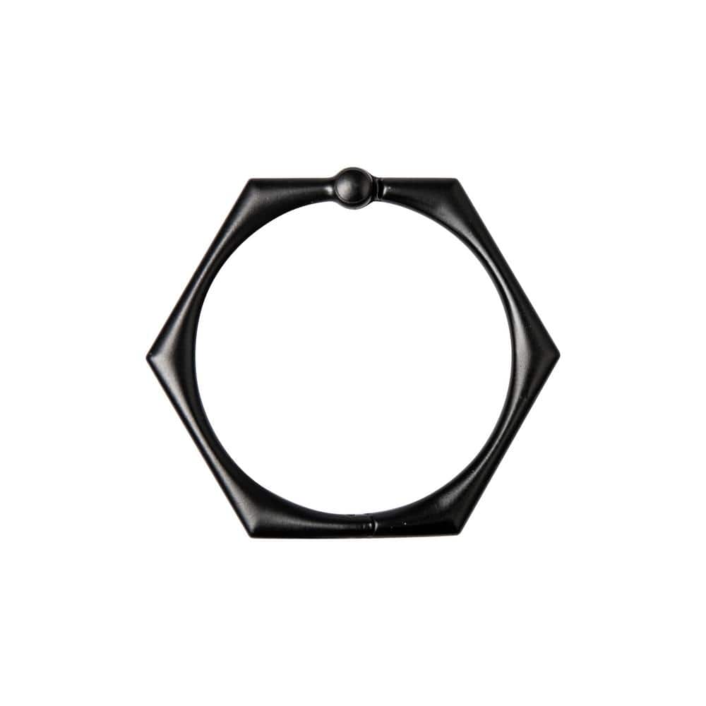 Matte Black Hexagonal Zinc Alloy Shower Curtain Hooks Set