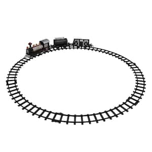 9-Piece Battery Operated Black and Silver Lighted and Animated Classic Train Set with Sound