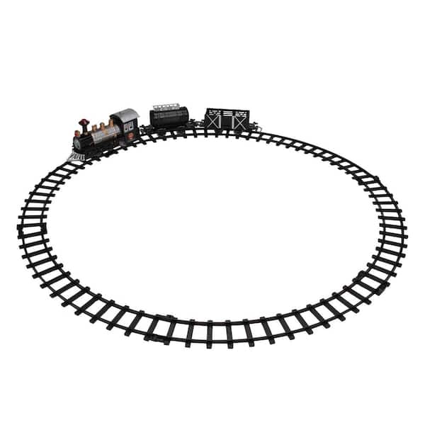 Northlight 9-Piece Battery Operated Black and Silver Lighted and Animated Classic Train Set with Sound