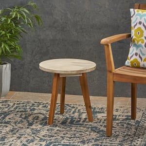 Marina Light Gray Round Wood Outdoor Side Table