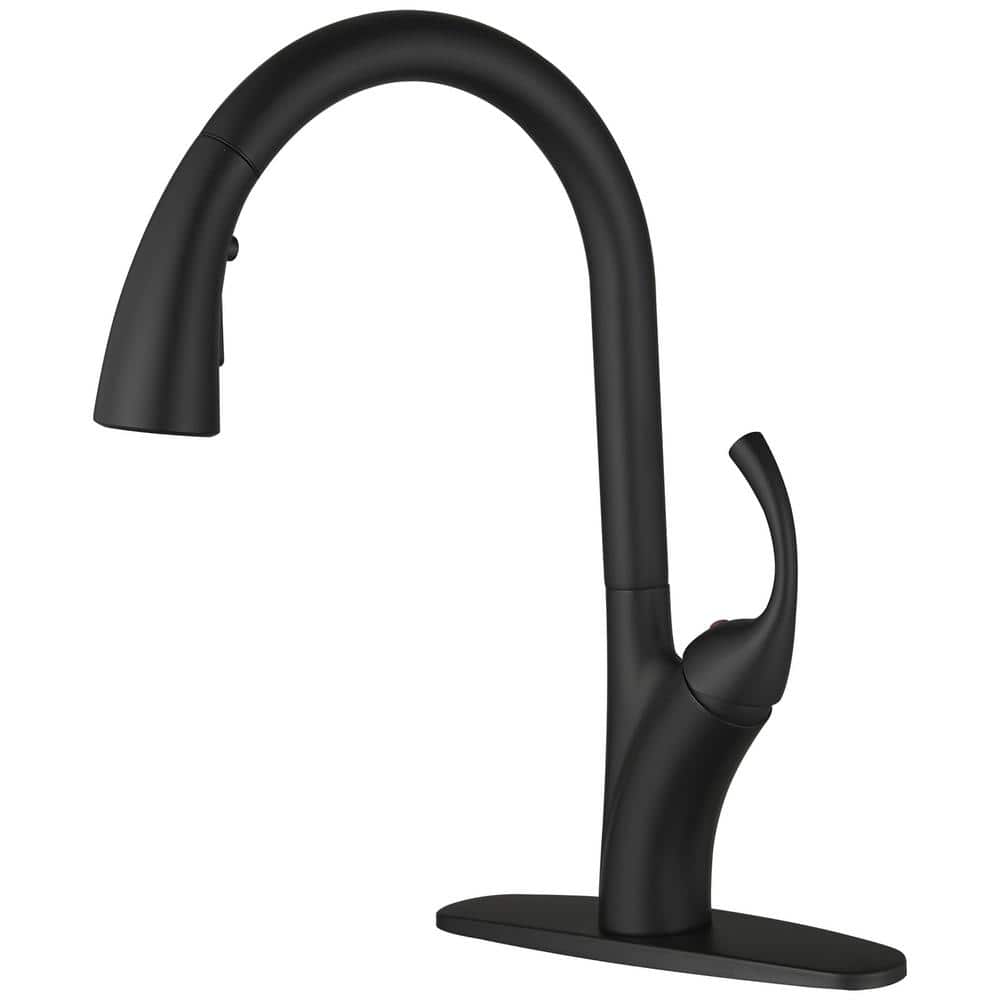 Single Handle Deck Mount Pull Down Sprayer Kitchen Faucet in Matte Black price history on PriceWatchPro