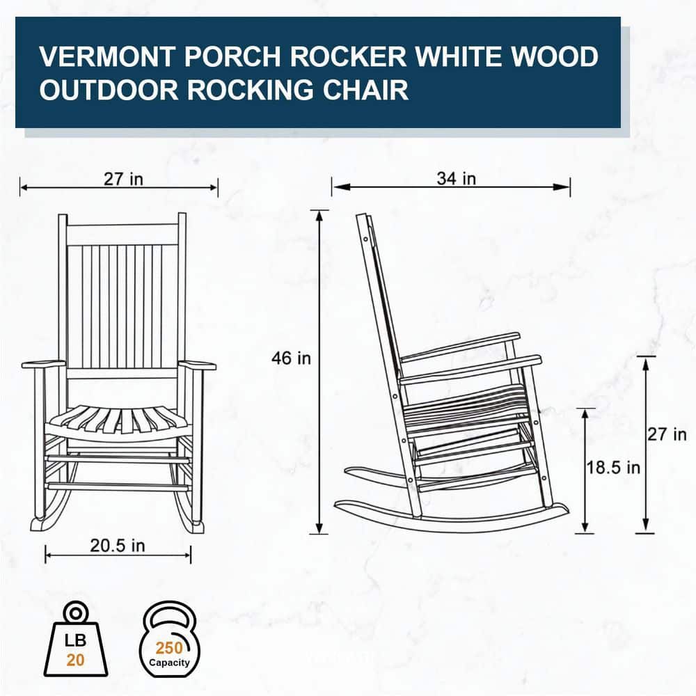 Vermont Black Hardwood Outdoor Porch Rocking Chair with Arms