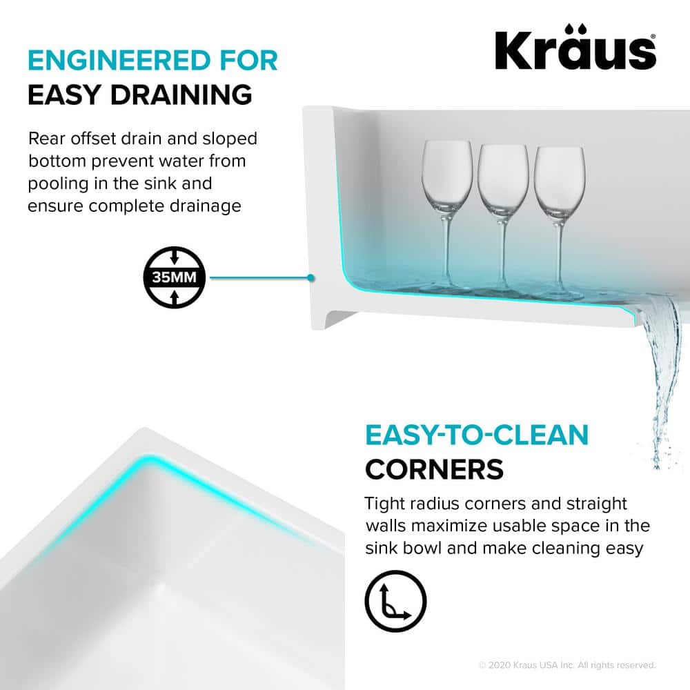 Turino 24" Gloss White Fireclay Drop-In Single Bowl Sink