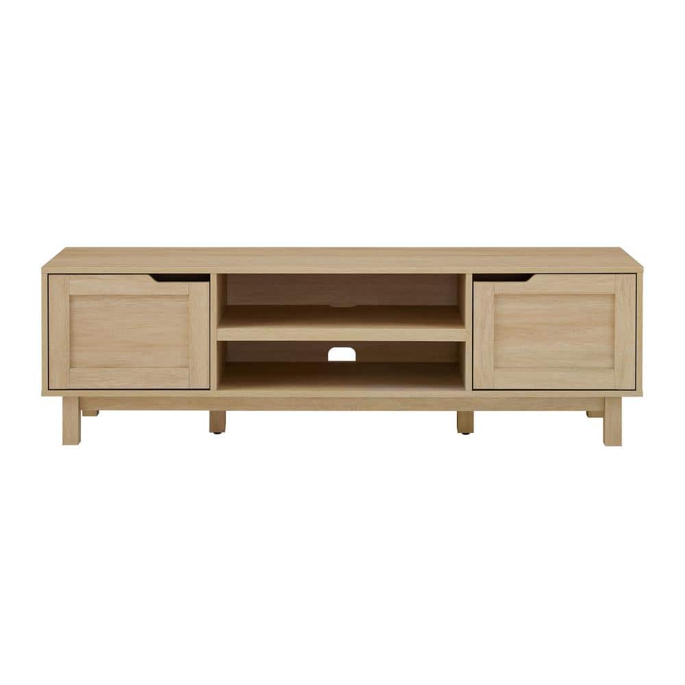 Coastal Oak 58 Inch TV Stand with Cabinet