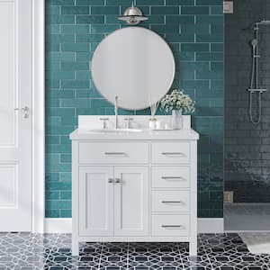 Bristol 36 in. W x 21.5 in. D x 34.5 in. H Freestanding Bath Vanity Cabinet without Top in White