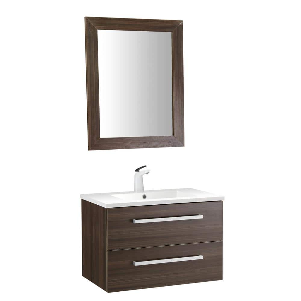 Conques 30 in. W x 20 in. H Bath Vanity in Rich Brown with Ceramic Vanity T