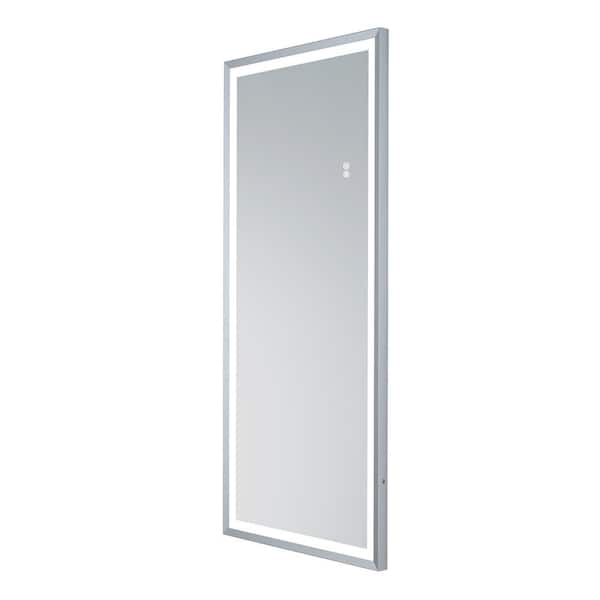 Dimakai 22 in. W x 48 in. H Framed Rectangular Wall-Mounted LED Light Full Body Bathroom Vanity Mirror in Brushed Silver