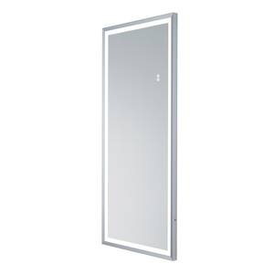Venus 22 in. W x 48 in. H Full Length Dressing Mirror in Silver Aluminum Frame with LED Light in White Color Dimmable